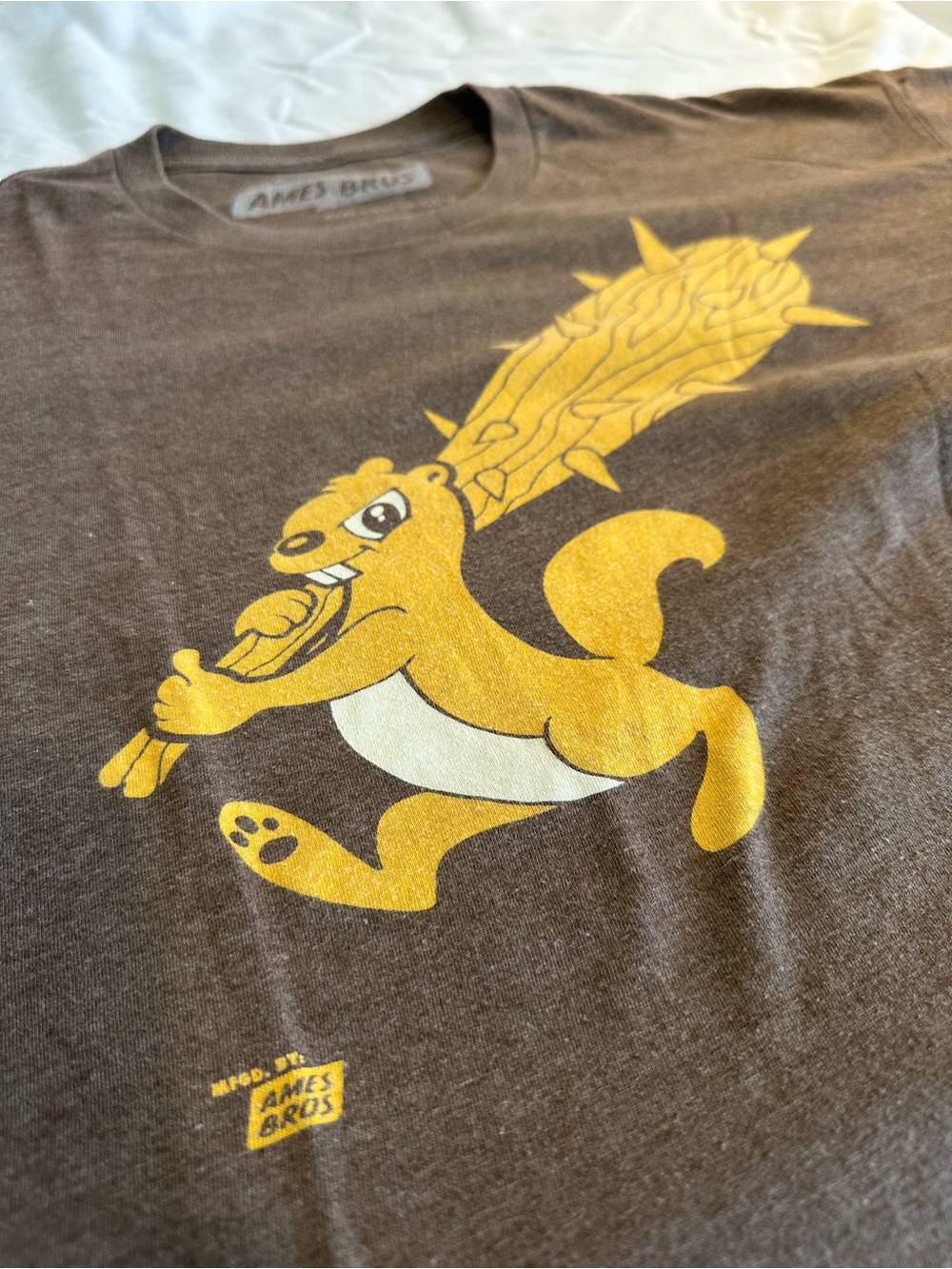 Yellow Squirrel Graphic Tee - Brown